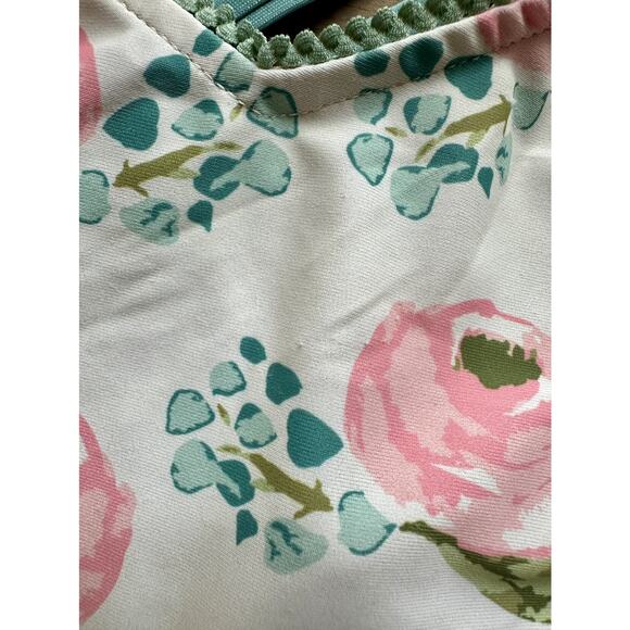 SweetHoney Morgan Skirted One Piece Swimsuit Creamy Floral Pink Green Gingham 5 - Picture 3 of 9